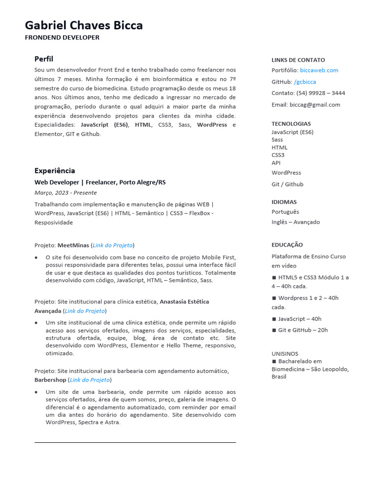Desenvolvedor Frontend Freelancer | PDF | Script Java | Rede mundial de ...