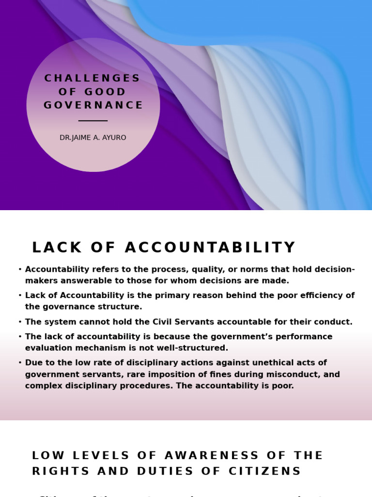 Challenges in Good Governance | PDF | Governance | Accountability