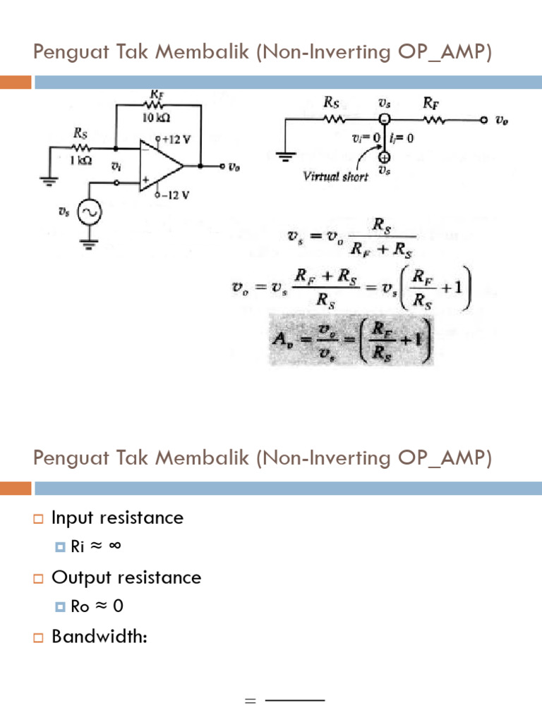Penguat Op-Amp: Non-Inverting & Inverting | PDF
