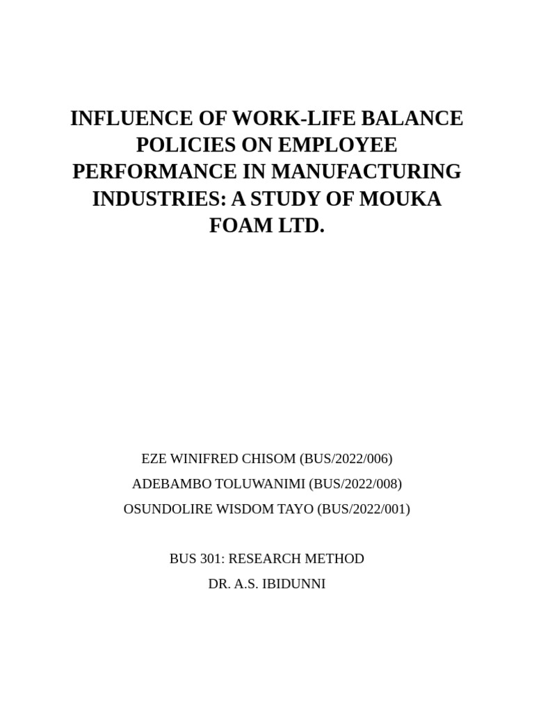 Work-Life Balance Impact on Employee Performance | PDF | Employment ...