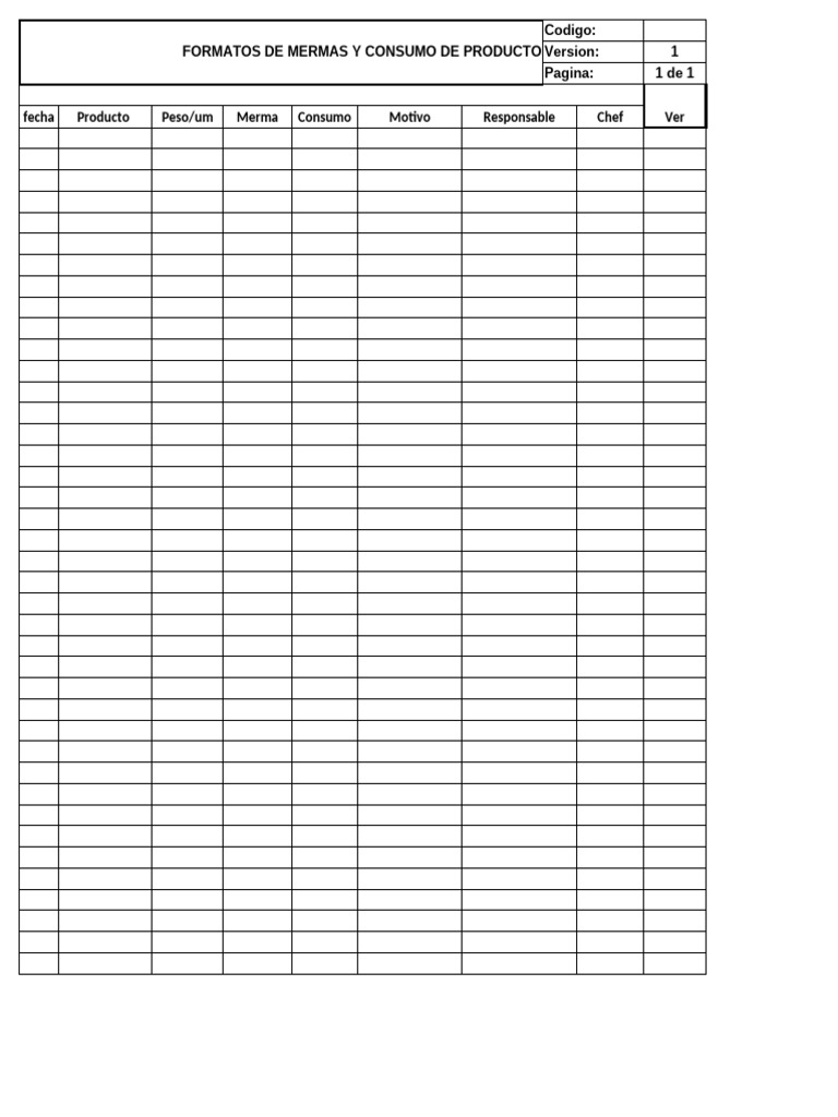 Formatos de Control de Mermas y Consumo | PDF