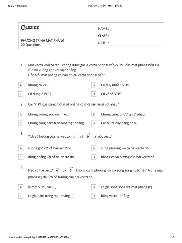PT Mat Phang - Quiz | PDF