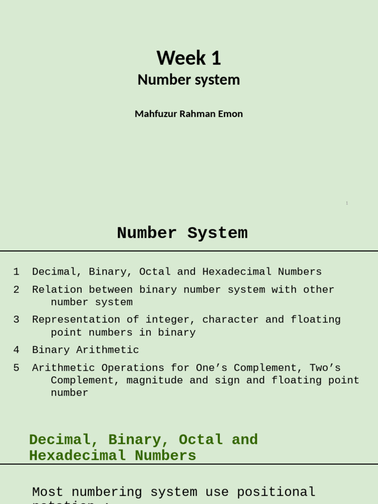Overview of Number Systems | PDF | Theory Of Computation | Arithmetic