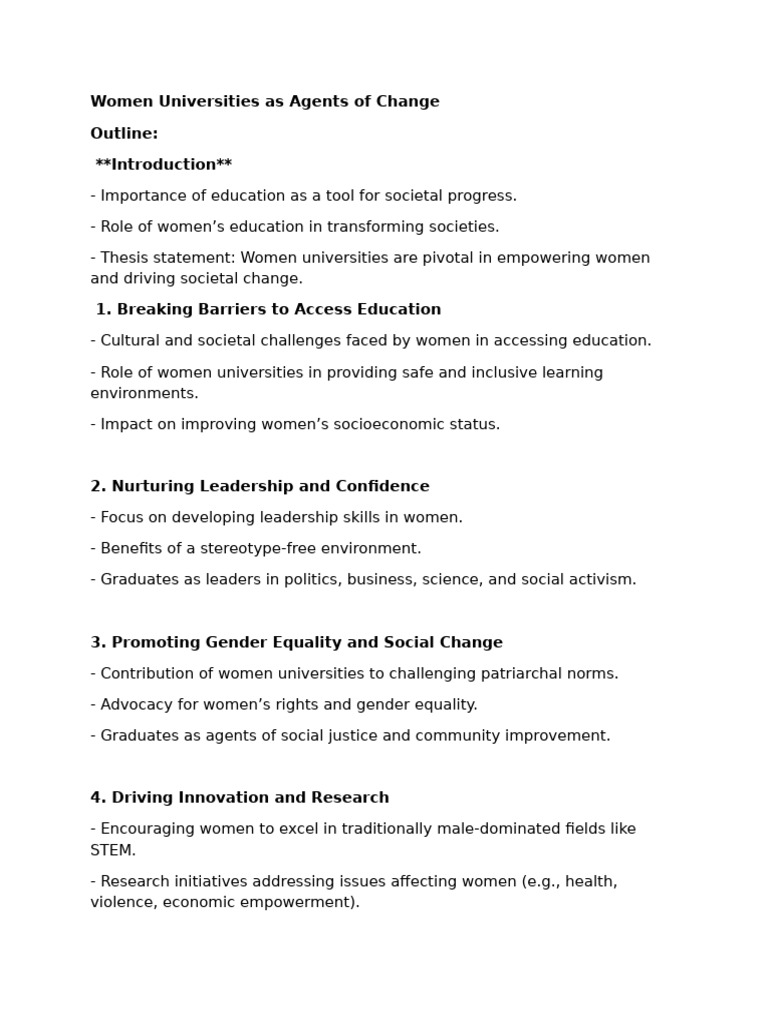 Women Universities: Catalysts for Change | PDF | Empowerment | Woman