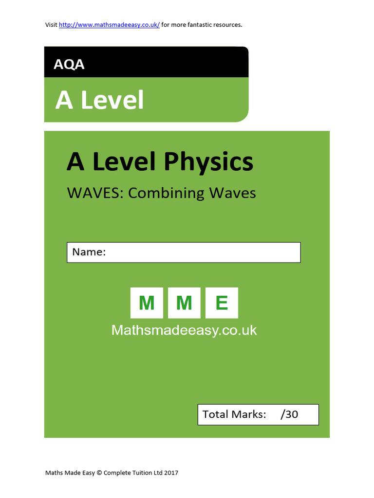 AS Physics Waves Questions AQA | PDF | Waves | Wavelength