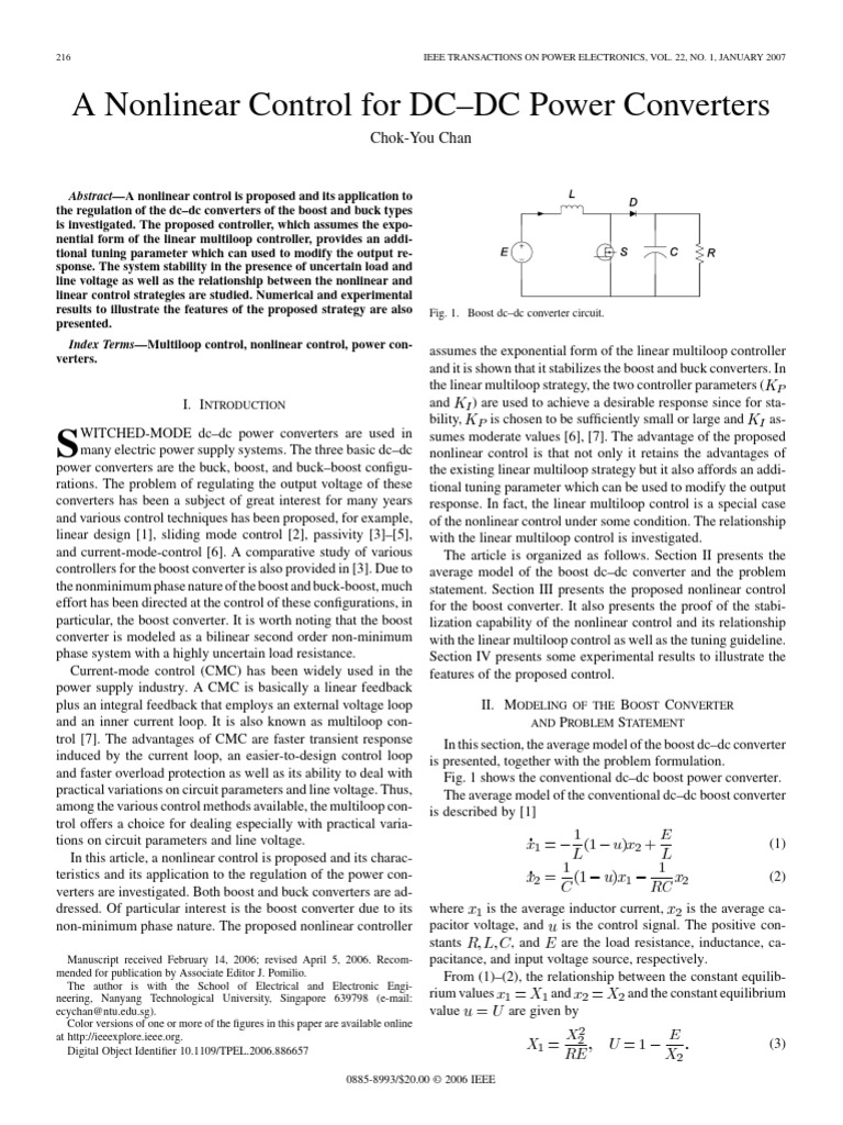 Nonlinear Control for DC-DC Converters | PDF | Stability Theory ...