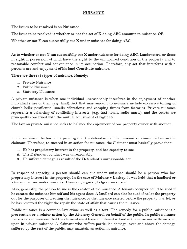 Nuisance PDF Nuisance Justice