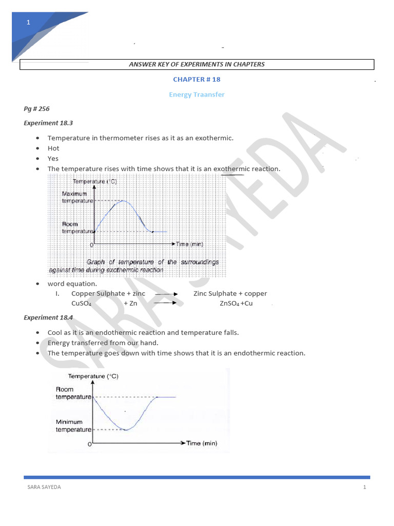 Chapter 18 Experiments Answer Key | PDF
