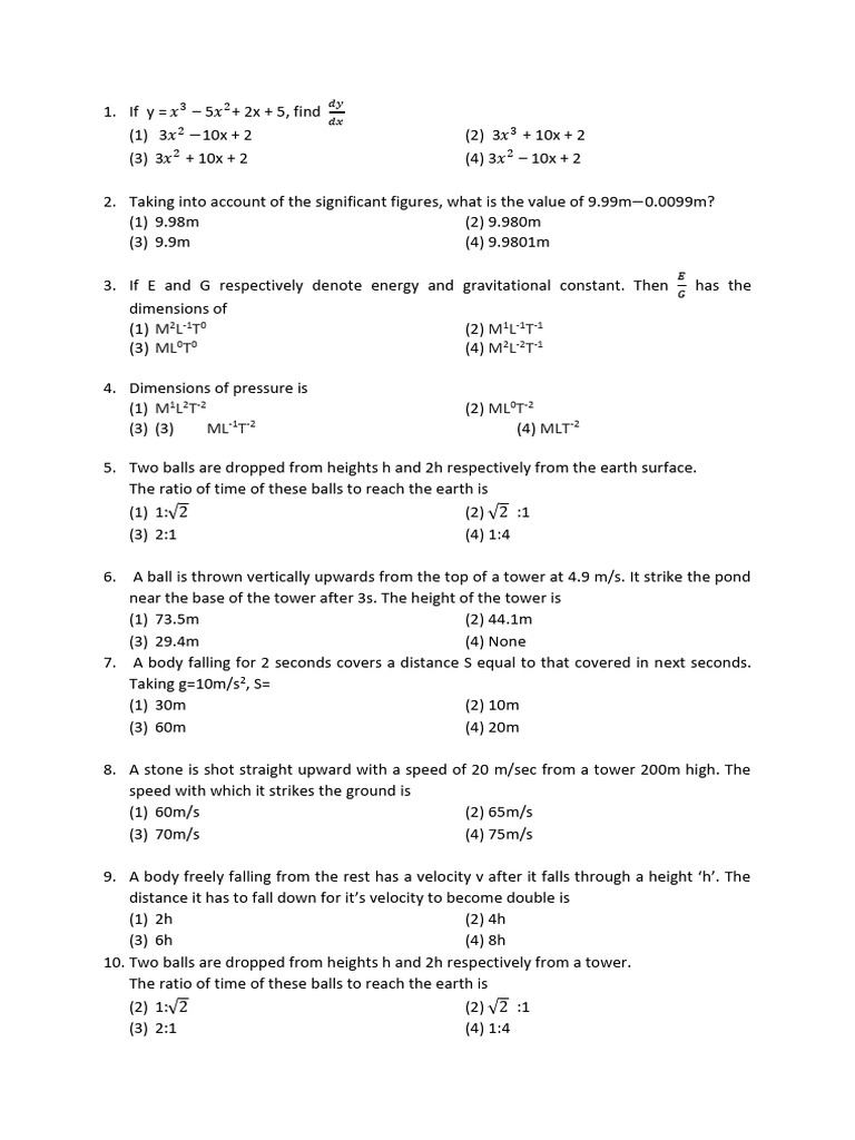Physics Problem Set and Solutions | PDF | Force | Velocity