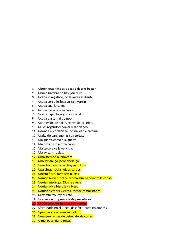 Refranes y dichos populares en español | PDF | Animales y humanos