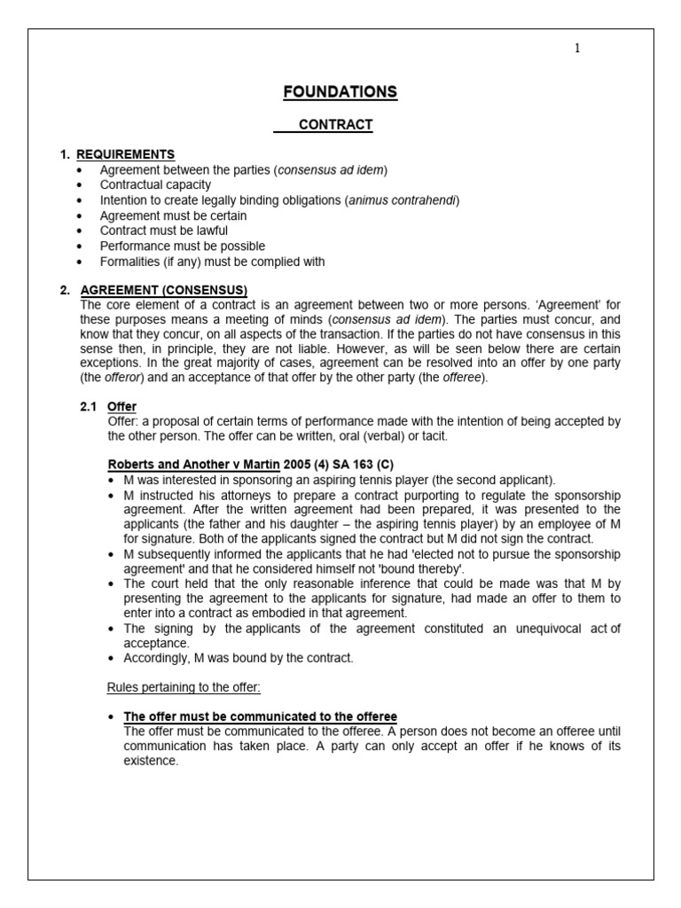 2021 Law of Contract (Main Notes) | PDF | Offer And Acceptance ...