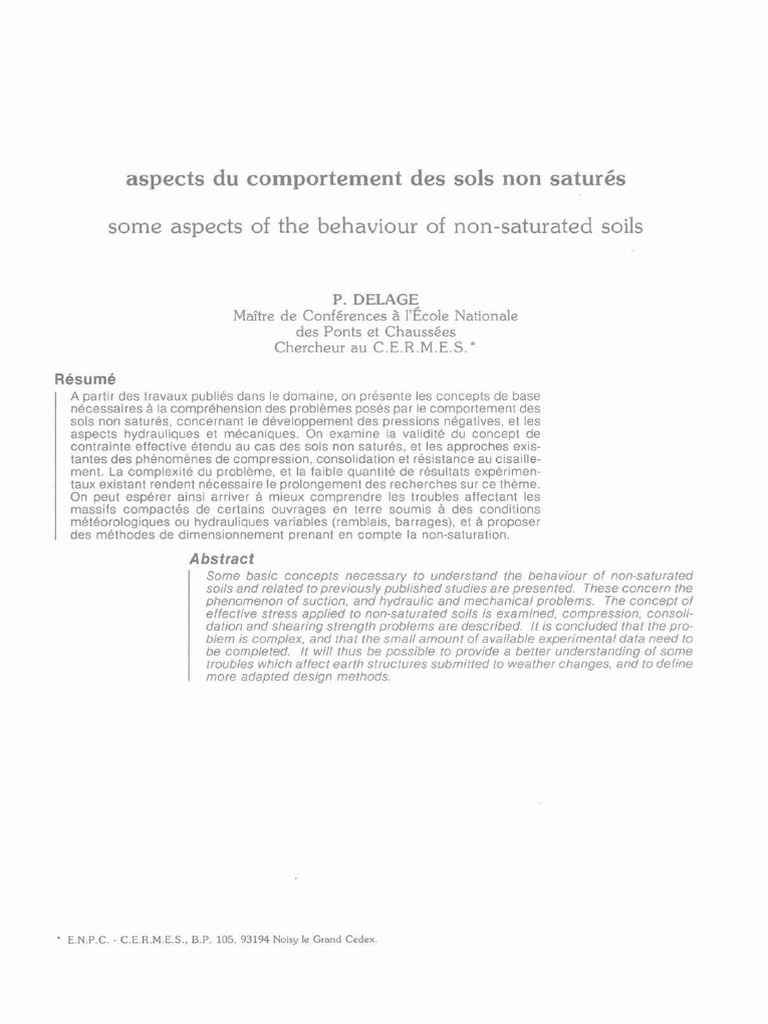 Comportement des sols non saturés | PDF | Pression | Atmosphère de la Terre