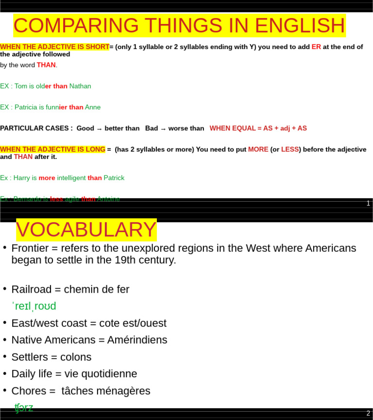 English Comparatives and Vocabulary Guide | PDF