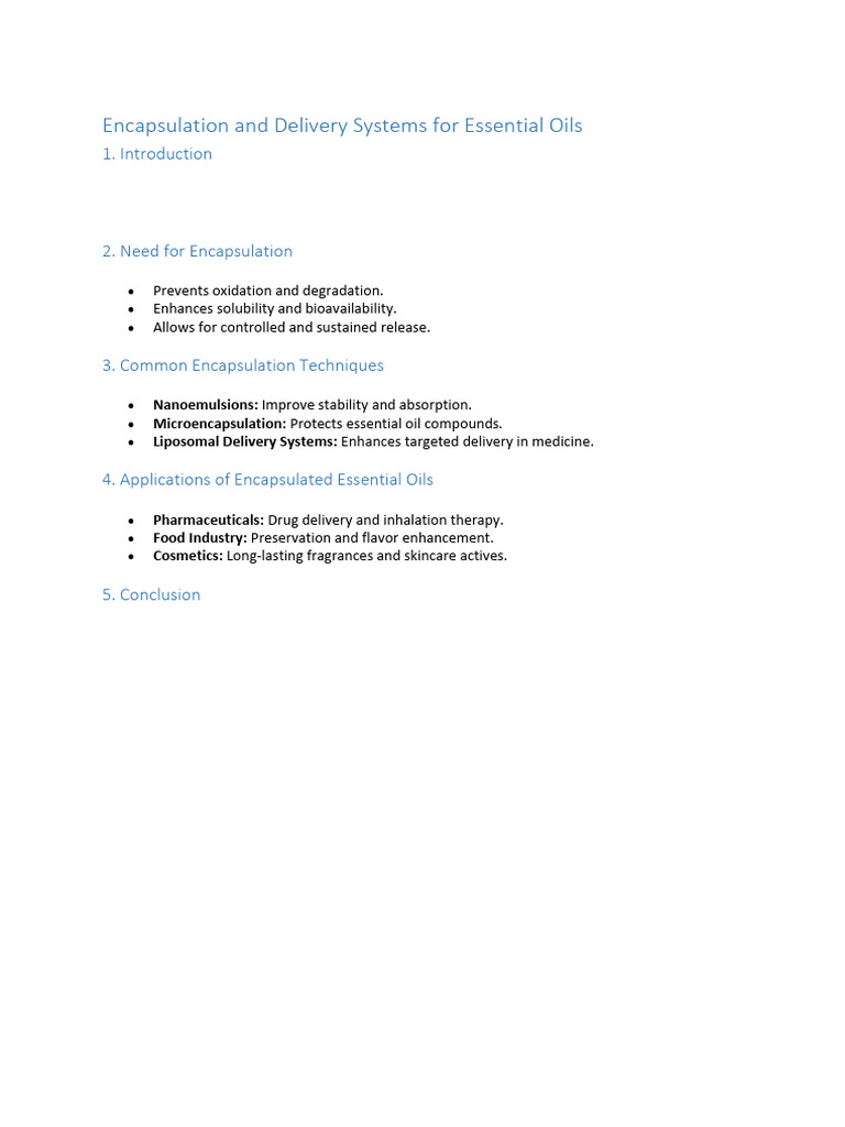 Encapsulation and Delivery Systems for Essential Oils | PDF