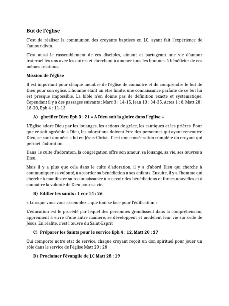Mission et But de l'Église chrétienne | PDF | Église chrétienne | Dieu
