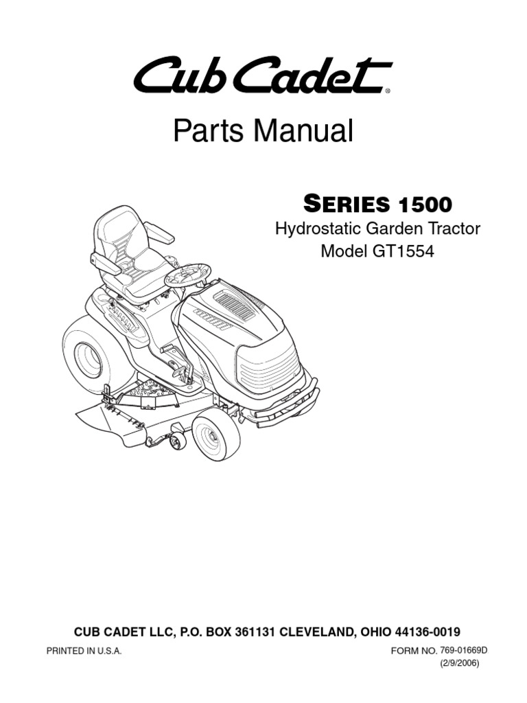 Cub Cadet GT1554 Parts Manual | PDF | Tractor | Axle