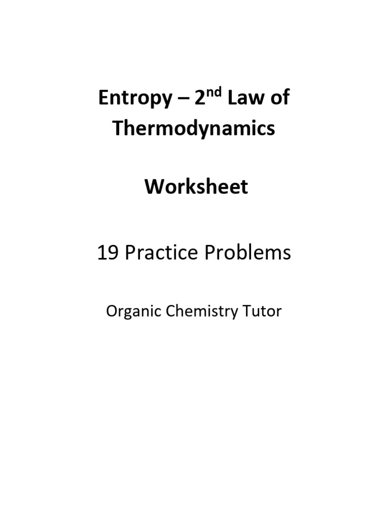 Entropy Worksheet with Practice Answers | PDF | Entropy | Chemical ...