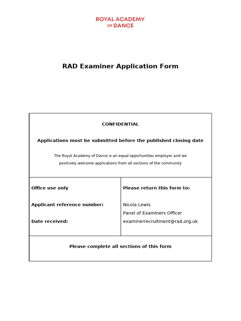 Examiner Application Form 2024 | PDF