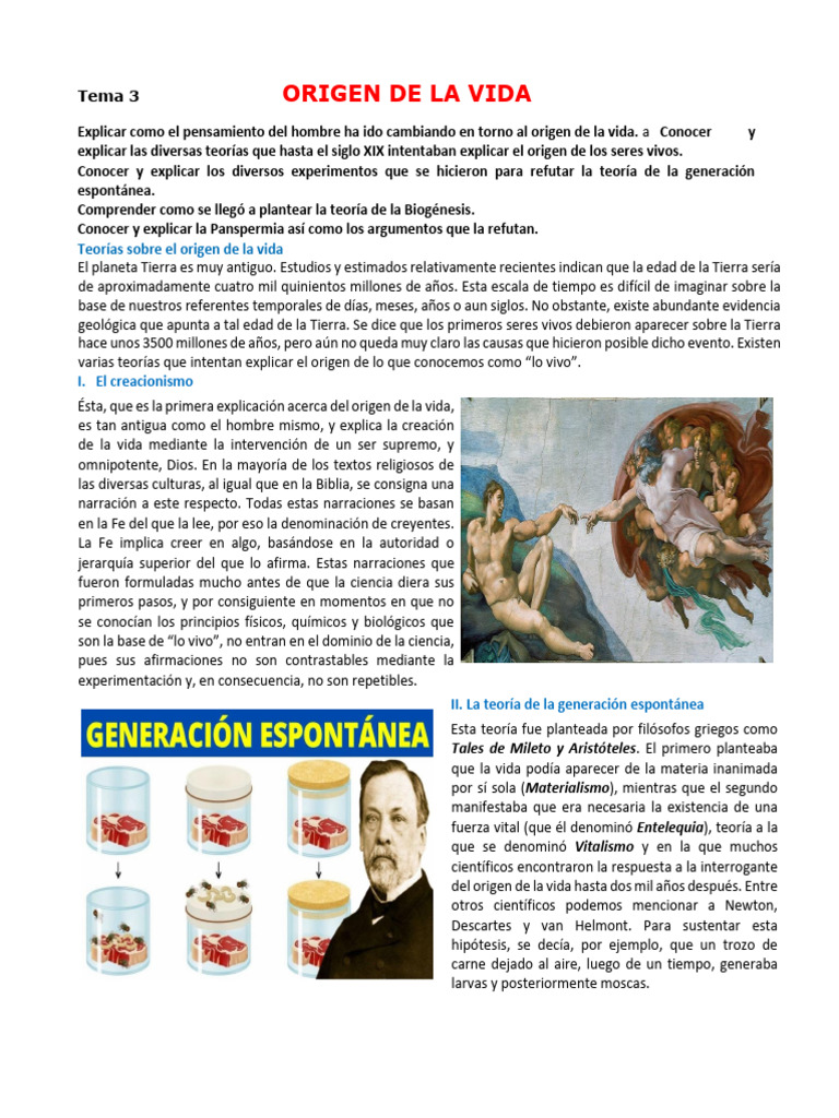 Teoria Sobre El Origen de La Vida | PDF | Science | Naturaleza