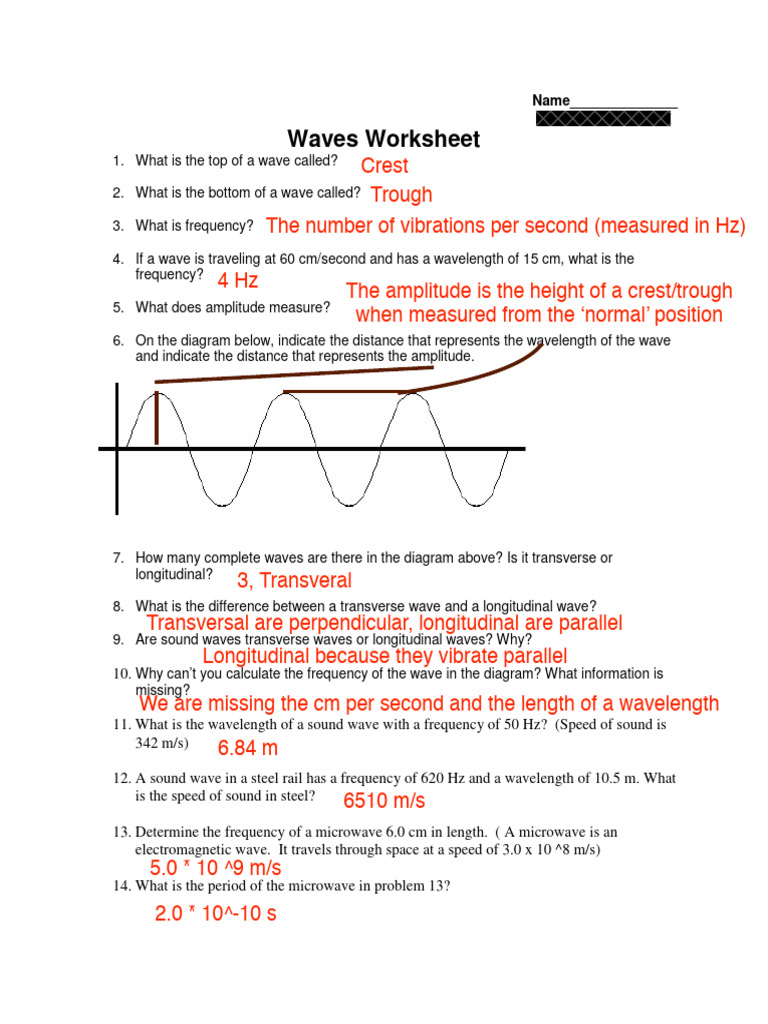 Characteristics - of - Waves - Worksheet 2 | PDF