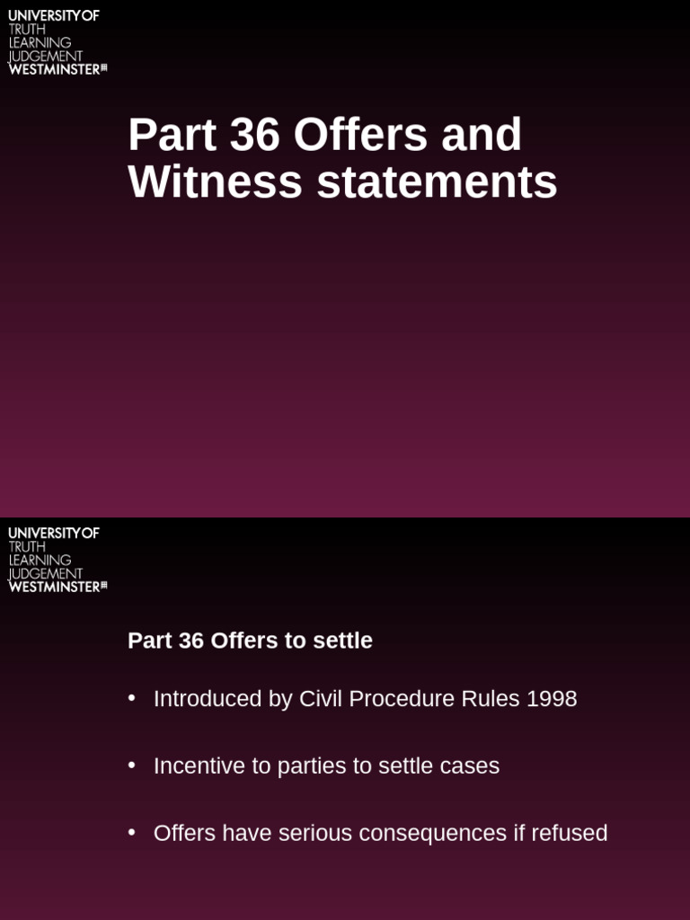 Civil Procedure Part4 Part36WitnessStatements | PDF