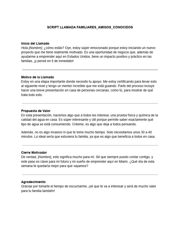 Script Llamada Familiar | PDF