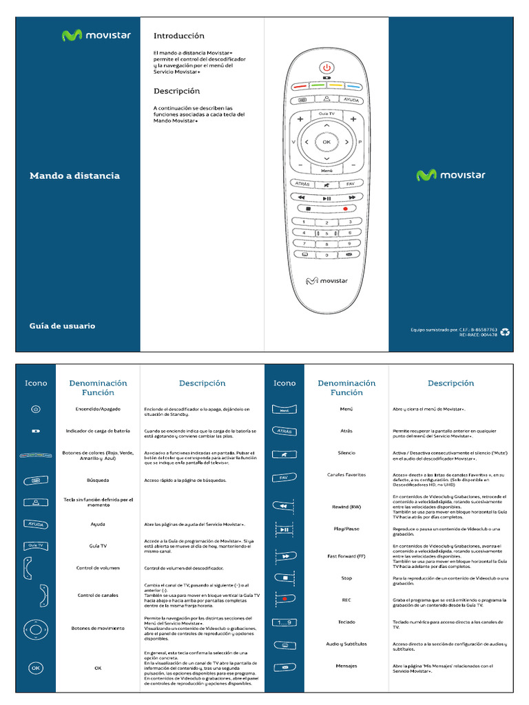 Manual Nuevo Mando A Distancia Movistar Plus | PDF
