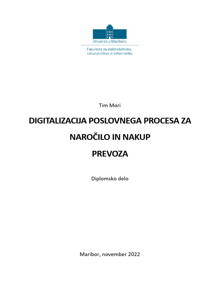 DIGITALIZACIJA POSLOVNEGA PROCESA ZA VS - Mori - Tim - 2022 | PDF