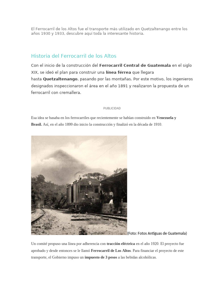 Ferrocarril de Los Altos | PDF | Guatemala | Transporte ferroviario
