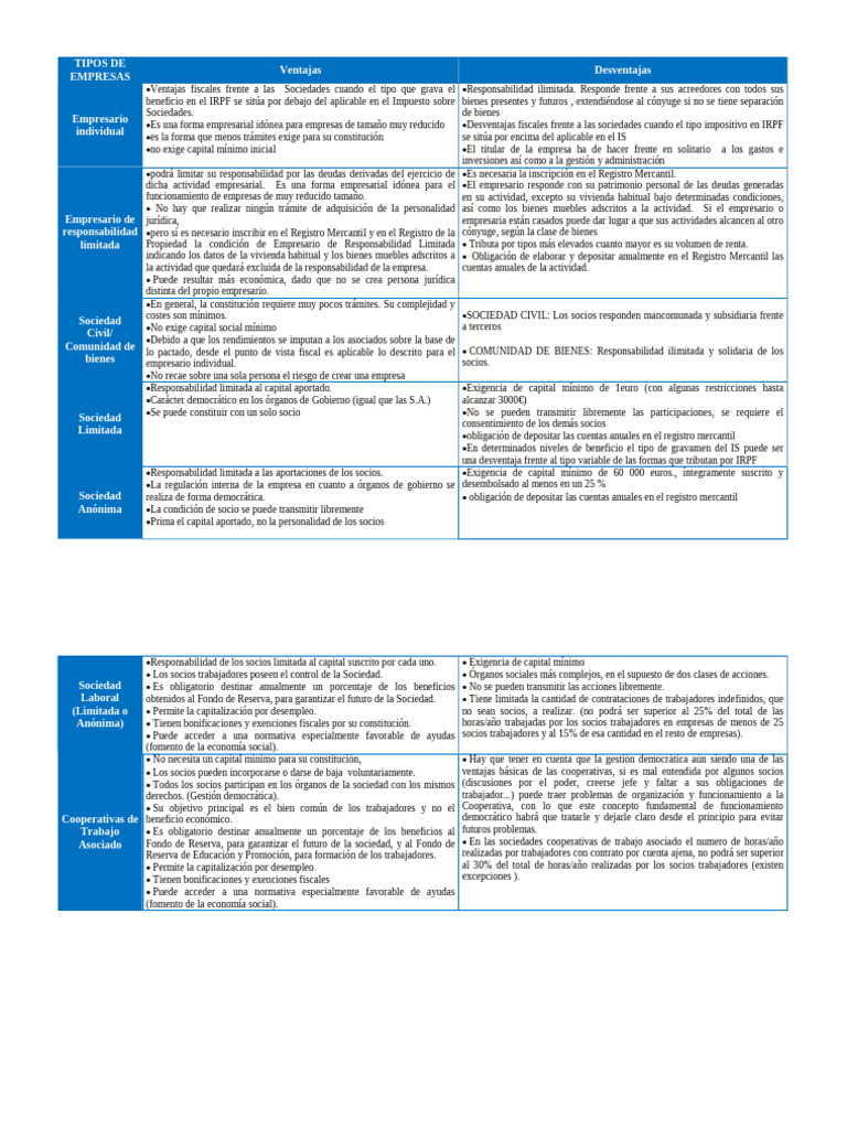 Tipos de Empresas: Ventajas y Desventajas | PDF | Camaradería | Business