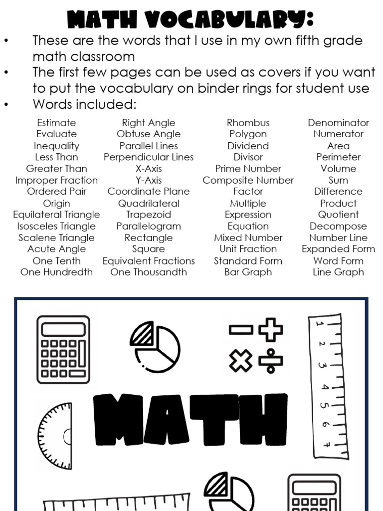 Fifth Grade Math Vocabulary Guide | PDF | Triangle | Rectangle