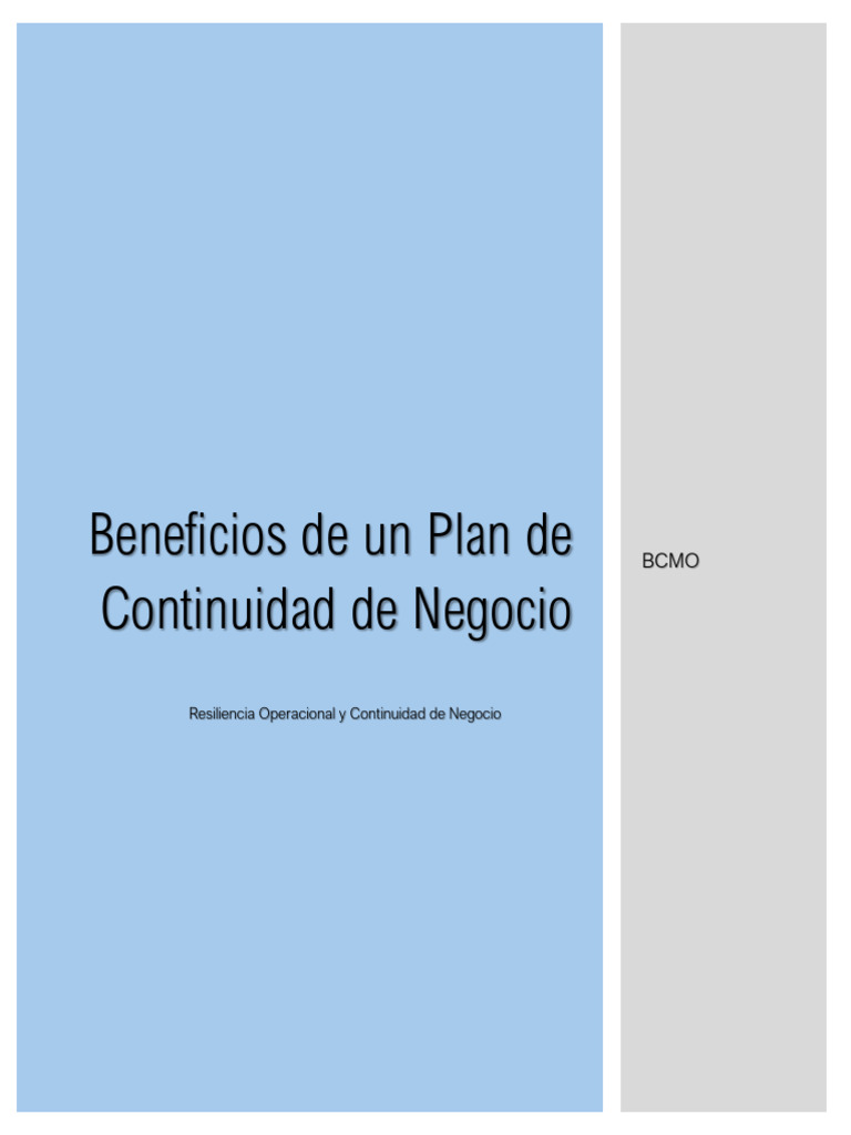 Beneficios de Un Plan de Continuidad de Negocio | PDF | Business ...