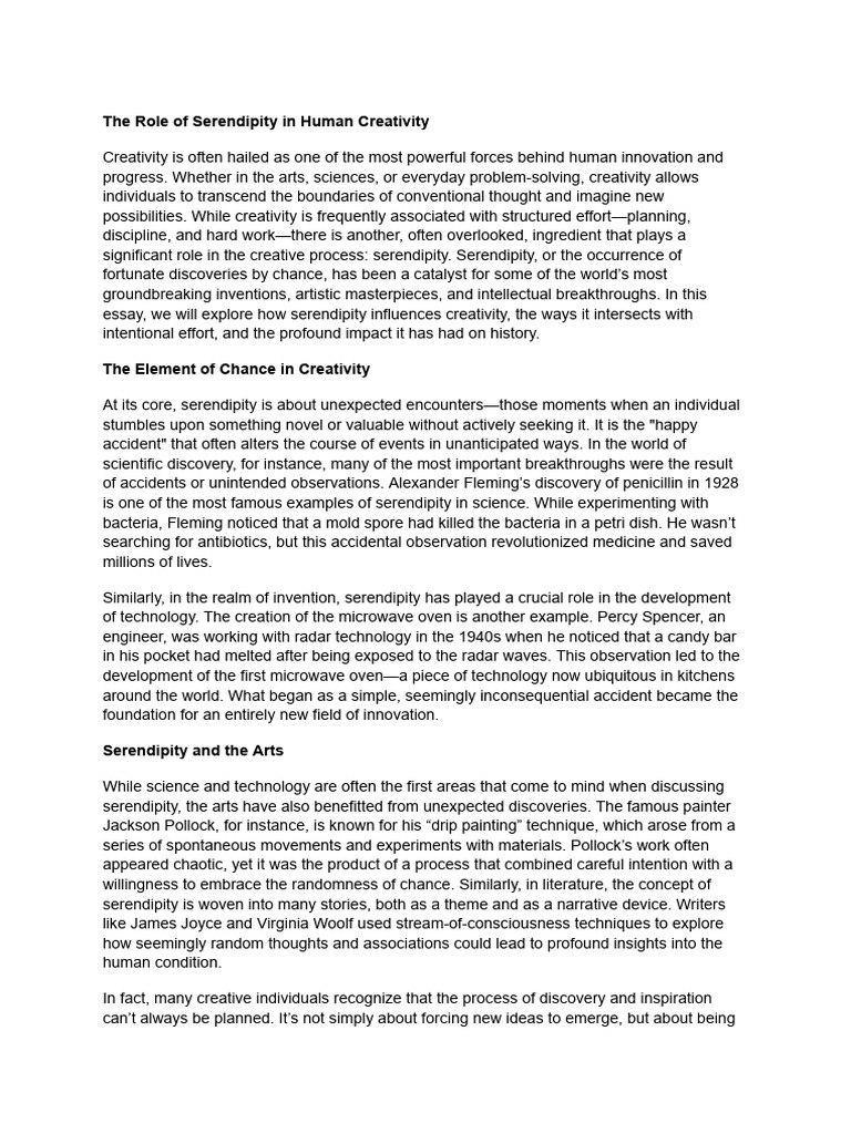 The Role of Serendipity in Human Creativity | PDF | Creativity