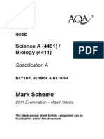 Mark Scheme: Science A (4461) / Biology (4411)