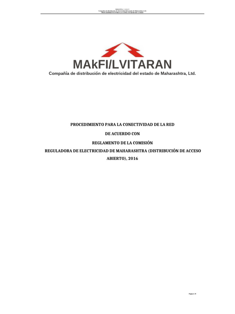 Procedimiento de Conexión A La Red de MSEDCL | PDF | Ingenieria ...