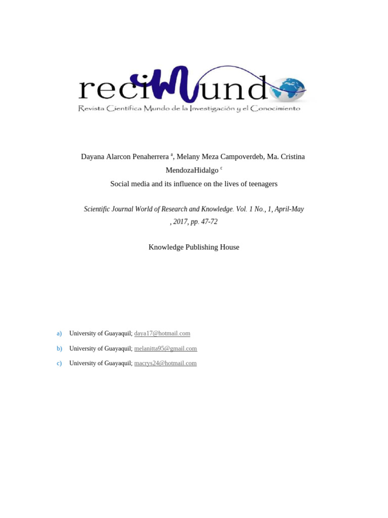 Impact of Social Media on Teenagers | PDF | Adolescence | Mental Disorder