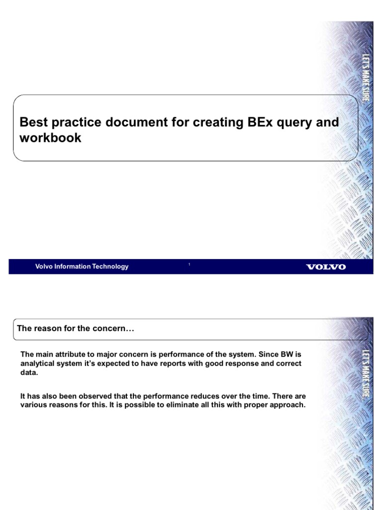Best Practice Document for Creating BEx Query and Workbook Version 1[1].0
