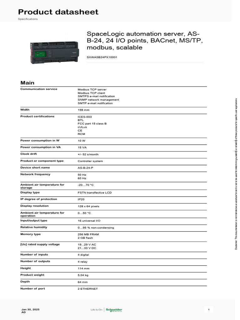 Schneider Electric - SpaceLogic-ASB-Automation-Server