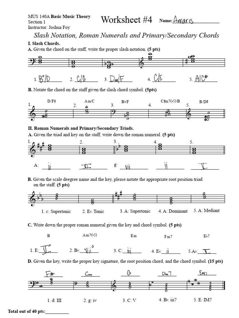 Music Theory Worksheet: Chords & Notation | PDF | Chord (Music