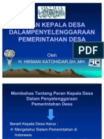 Peran Kepala Desa Dalam Penyelenggaraan Pemerintahan Desa