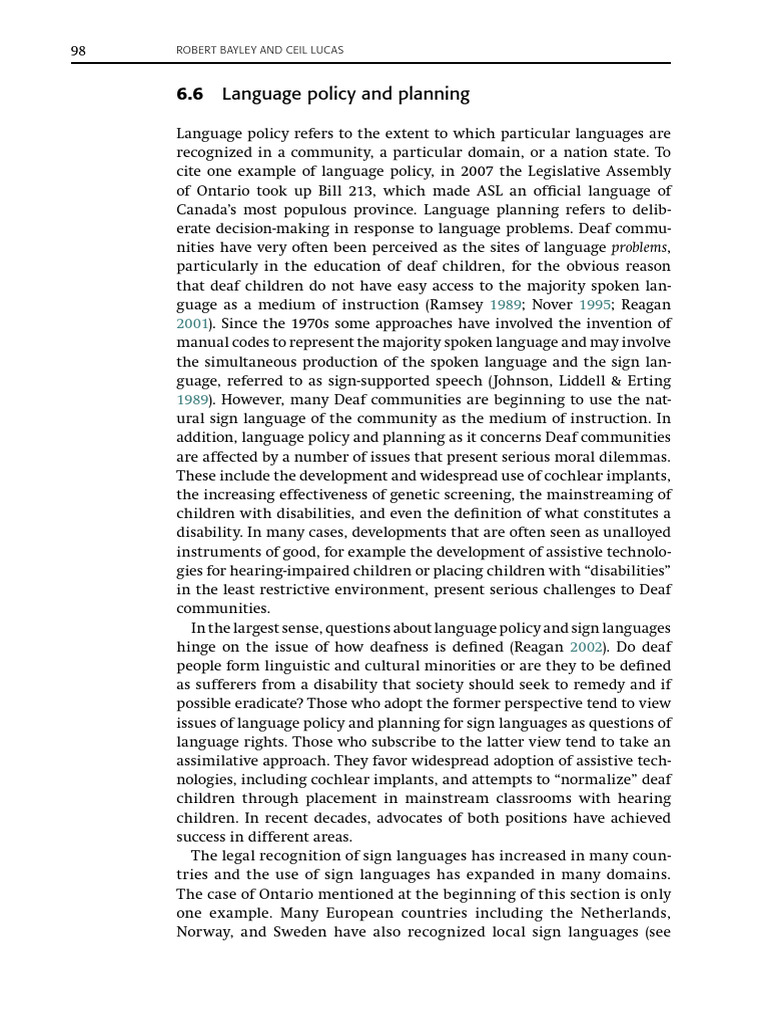 Language Policy in Deaf Communities | PDF | Sign Language | Hearing Loss