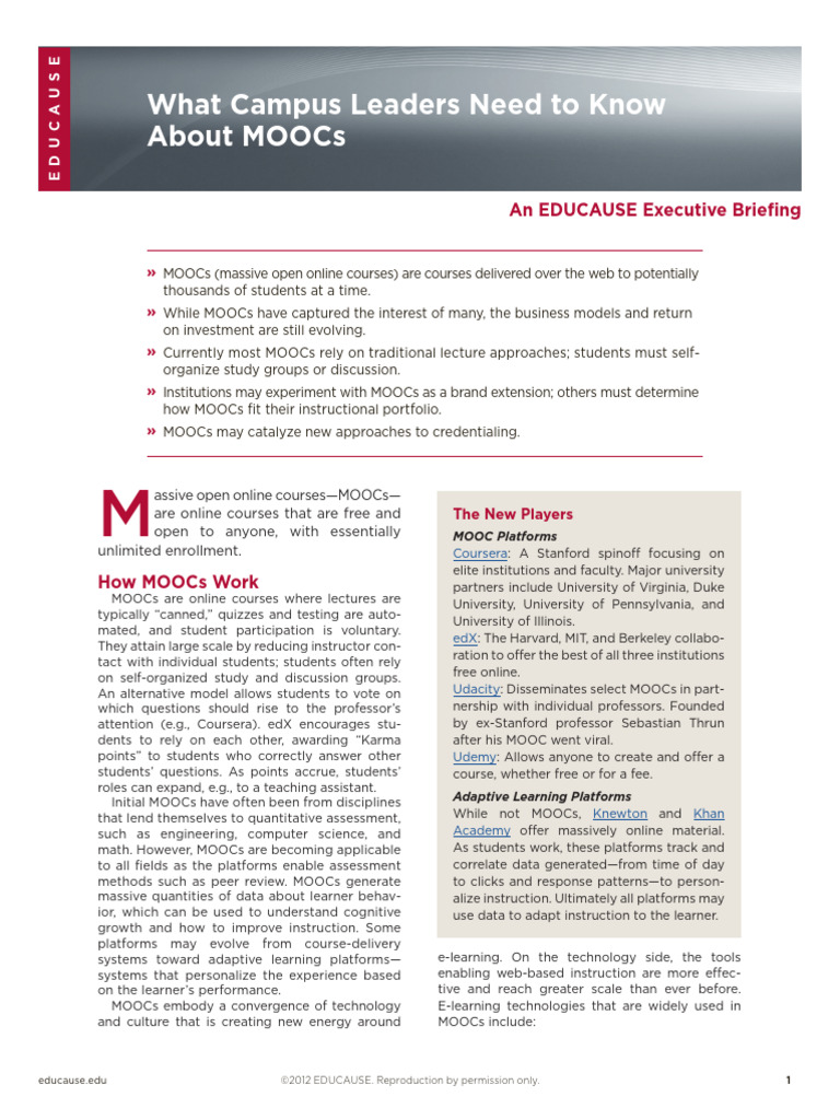 Essential Insights on MOOCs for Leaders | PDF | Massive Open Online ...