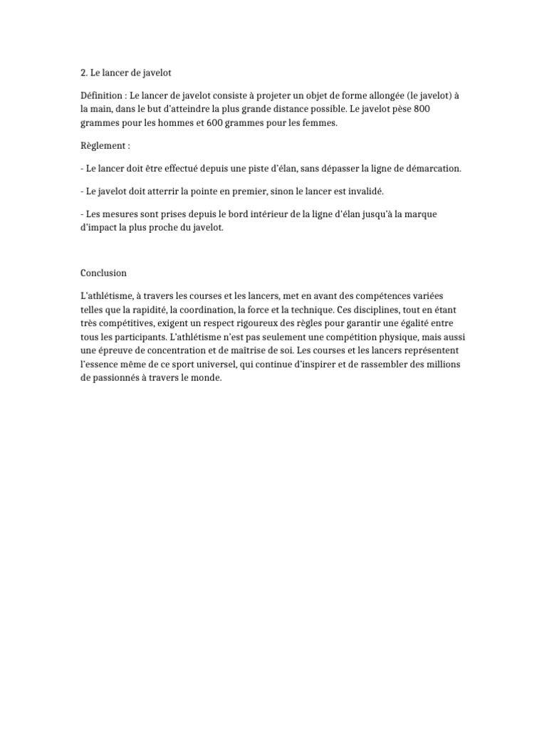 Définition du lancer de javelot | PDF