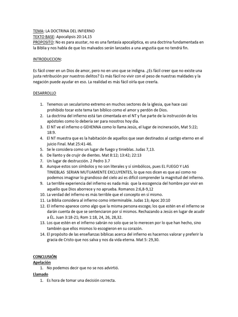 Doctrina del Infierno en la Biblia | PDF | Infierno | Libro de revelación