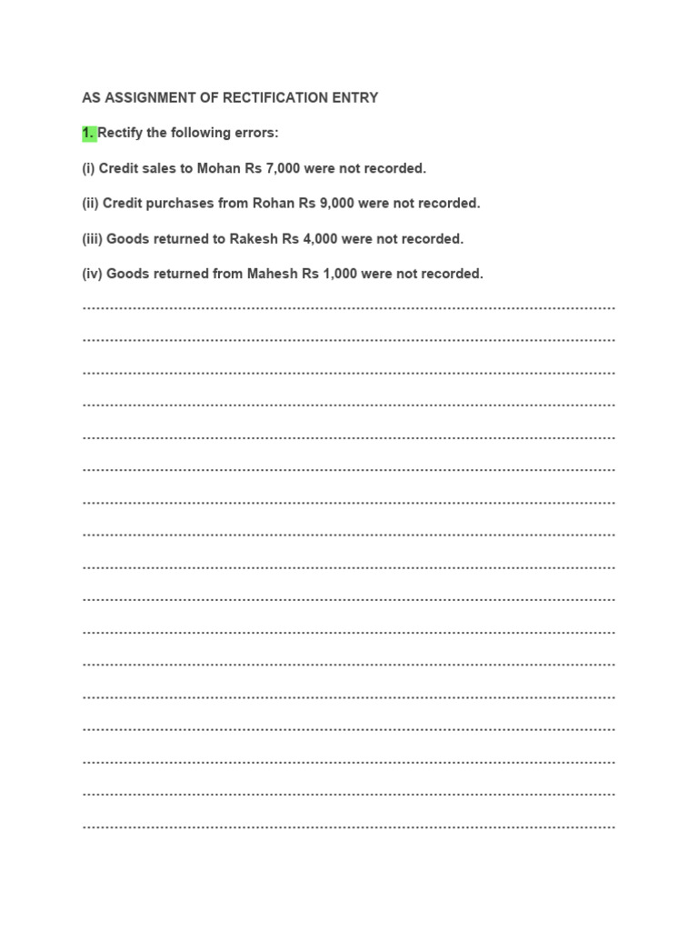 Rectification of Accounting Errors Guide | PDF | Debits And Credits ...