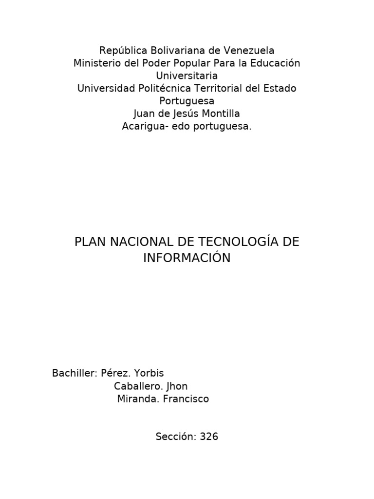 Plan Nacional de TIC en Venezuela | PDF | Tecnología de información y ...
