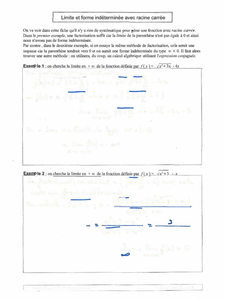 Limites et formes indéterminées avec racine | PDF