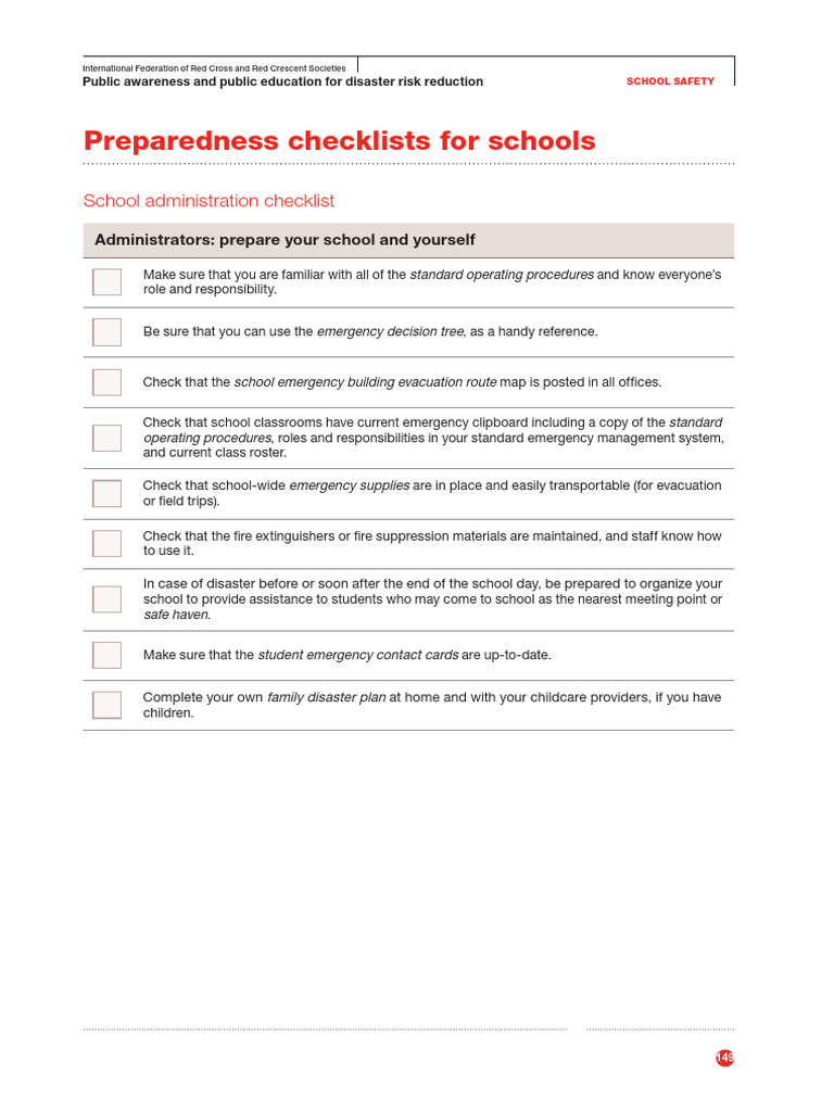 School Safety Preparedness Checklists | PDF | Emergency Management ...