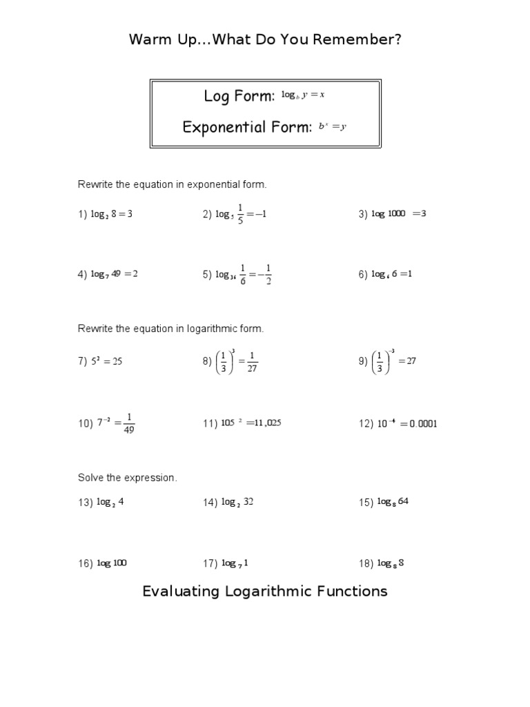 Logarithmic and Exponential Equations | PDF