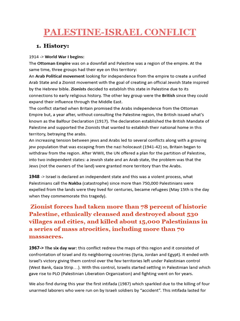 Overview of the Palestine-Israel Conflict | PDF | Gaza Strip ...
